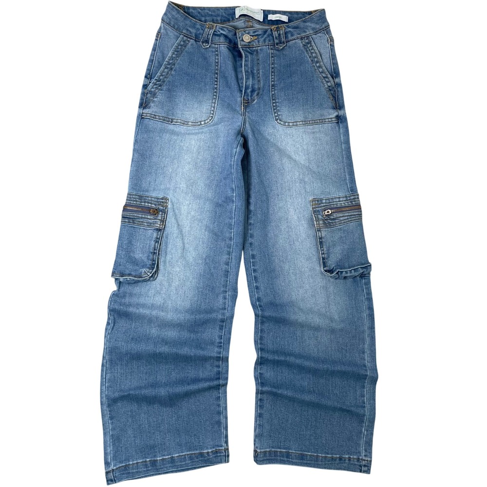 RE Generation Celebrity Pink Cargo Wide Leg Jeans 5 Blue Y2K Streetwear Grunge